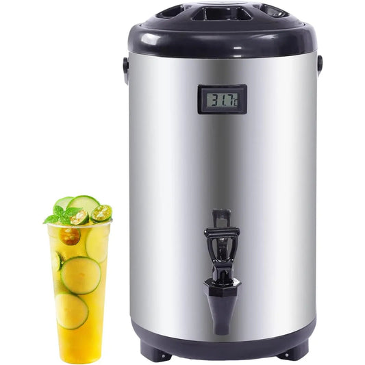 Drink Dispenser, 12L/ 3.17Gal Insulated Beverage Dispenser with Spigot for Hot Tea & Coffee, 304 Stainless Steel Hot &Cold Thermal Drink Dispenser, Portable Airpot Beverage Dispenser for Home Use