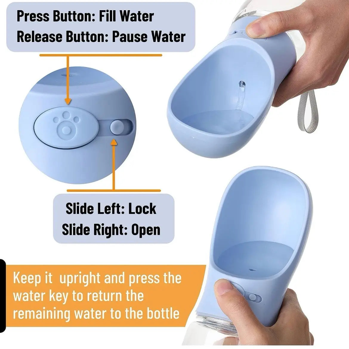 Dog Water Bottle, 550Ml, Portable Dog Water Bottle, Lightweight, Leak Proof