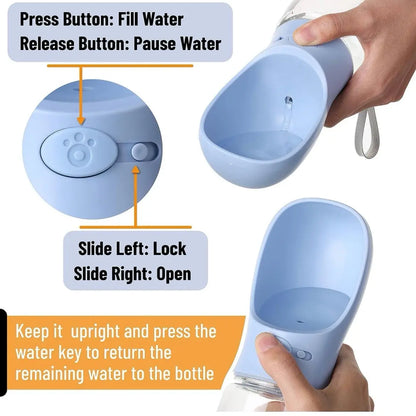 Dog Water Bottle, 550Ml, Portable Dog Water Bottle, Lightweight, Leak Proof