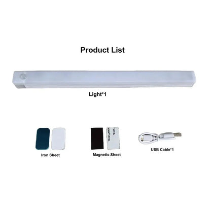Usb-Rechargeable Wireless Cabinet Light, Smart LED Motion-Sensor Light, Magnetic Self-Adhesive Wardrobe Light, Shelf Lights, Cabinet Lighting, for Dresser, Room and Kitchen Table