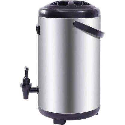 Drink Dispenser, 12L/ 3.17Gal Insulated Beverage Dispenser with Spigot for Hot Tea & Coffee, 304 Stainless Steel Hot &Cold Thermal Drink Dispenser, Portable Airpot Beverage Dispenser for Home Use