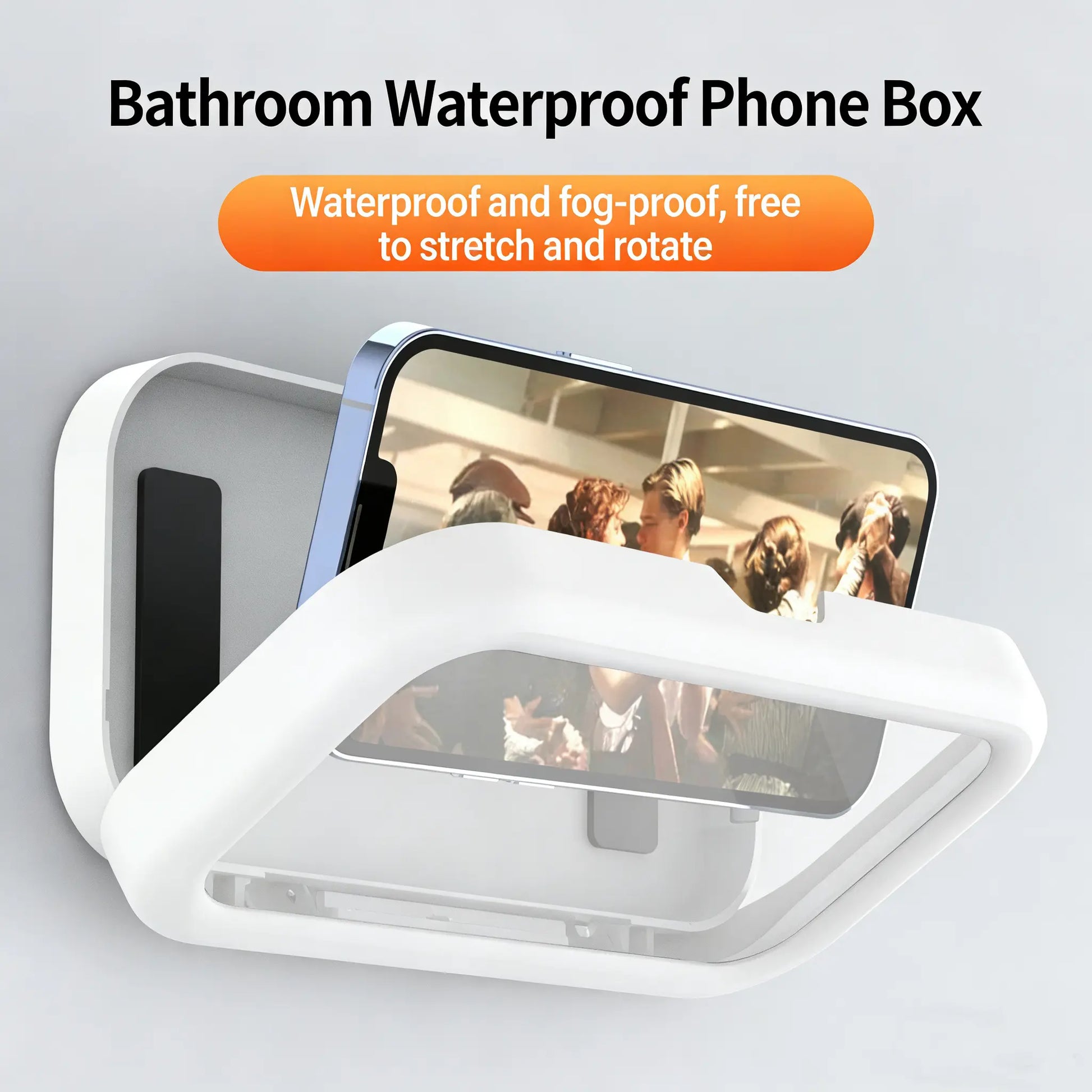 Waterproof Shower Phone Holder – 480° Rotating, Extendable and Adjustable Shower Phone Holder, Waterproof and Anti-Fog Bathroom Wall-Mounted Holder, Suitable for 4–7-Inch Phones