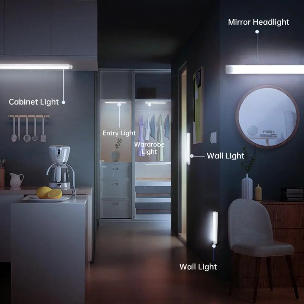 Usb-Rechargeable Wireless Cabinet Light, Smart LED Motion-Sensor Light, Magnetic Self-Adhesive Wardrobe Light, Shelf Lights, Cabinet Lighting, for Dresser, Room and Kitchen Table