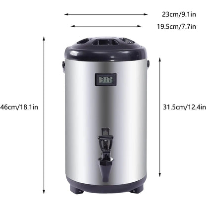 Drink Dispenser, 12L/ 3.17Gal Insulated Beverage Dispenser with Spigot for Hot Tea & Coffee, 304 Stainless Steel Hot &Cold Thermal Drink Dispenser, Portable Airpot Beverage Dispenser for Home Use