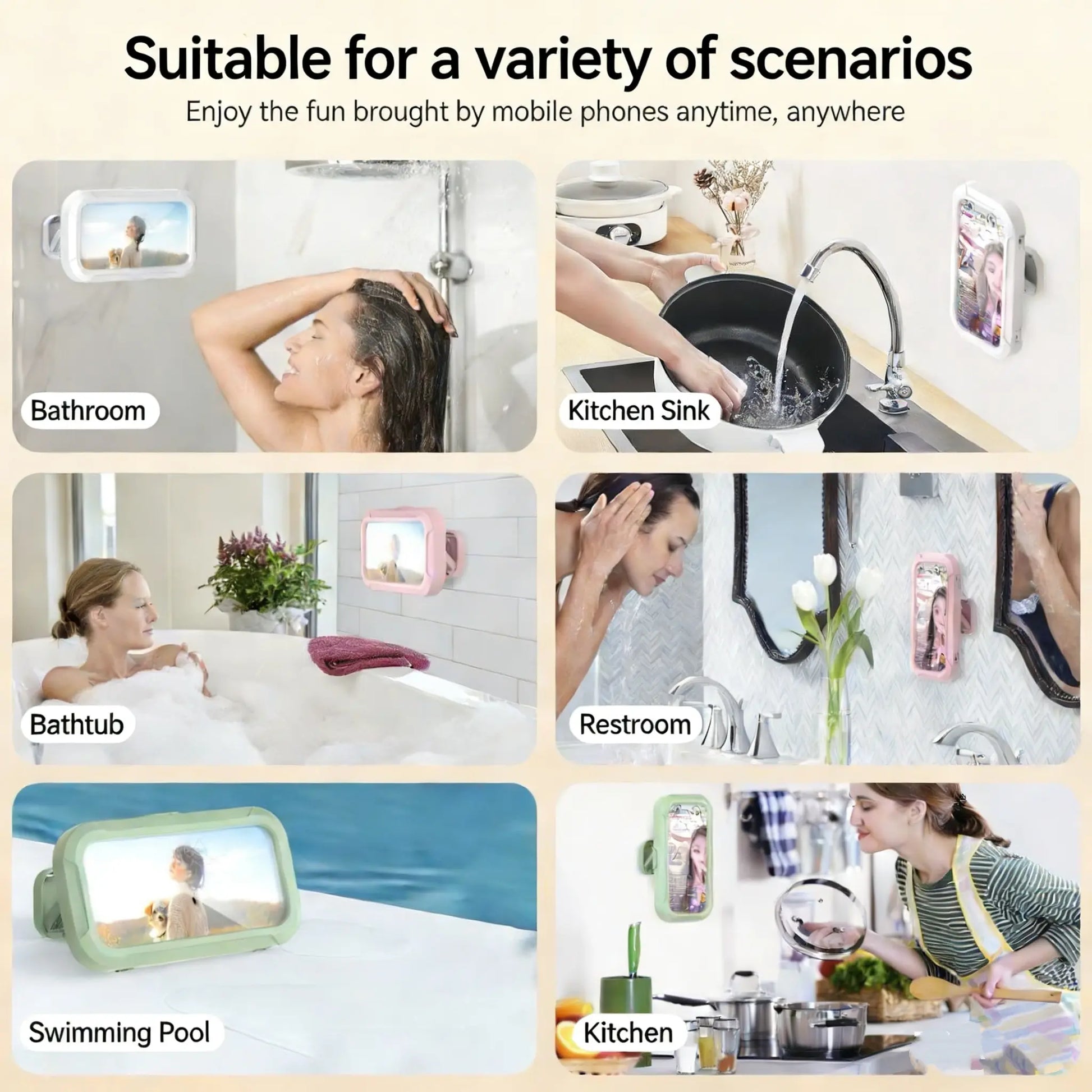 Waterproof Shower Phone Holder – 480° Rotating, Extendable and Adjustable Shower Phone Holder, Waterproof and Anti-Fog Bathroom Wall-Mounted Holder, Suitable for 4–7-Inch Phones